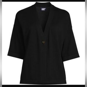 Lands End Kimono Cardigan Womens 5X Lightweight NEW Solid Black